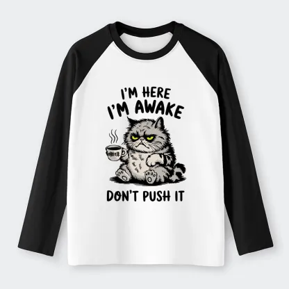 Tokyo-Tiger Tired Cat Raglan Long Sleeve T-shirt