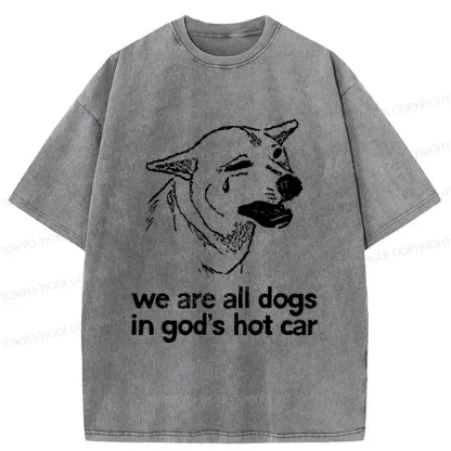 Tokyo-Tiger Sad Dog Funny Washed T-Shirt