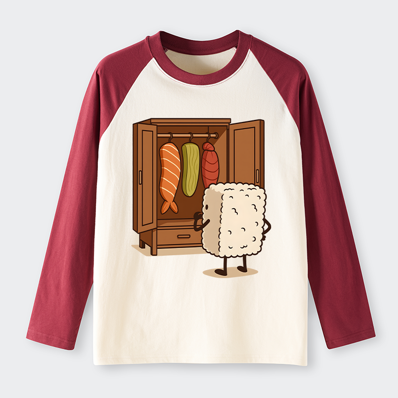 Tokyo-Tiger Sushi Pick Out Clothes Raglan Long Sleeve T-shirt