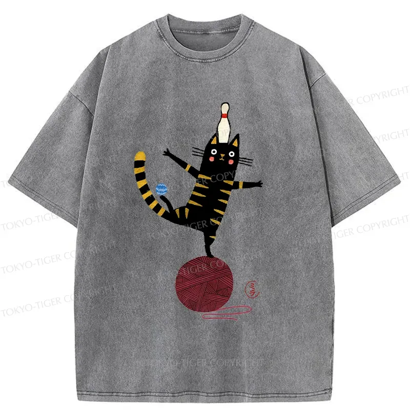 Tokyo-Tiger Acrobatic Kitten Washed T-Shirt