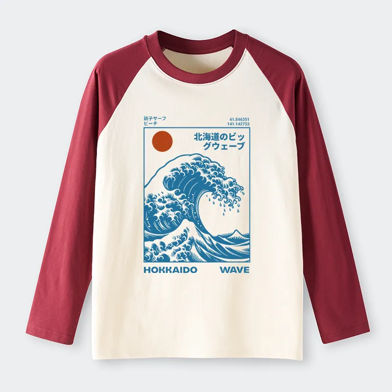 Tokyo-Tiger Hokkaido Wave Japan Raglan Long Sleeve T-shirt