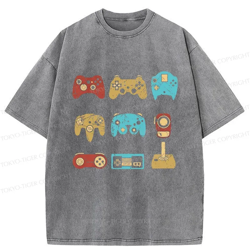 Tokyo-Tiger Game Controller Washed T-Shirt