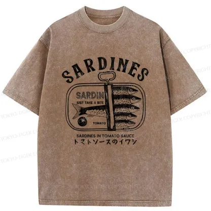 Tokyo-Tiger Delicious Canned Sardine Washed T-Shirt