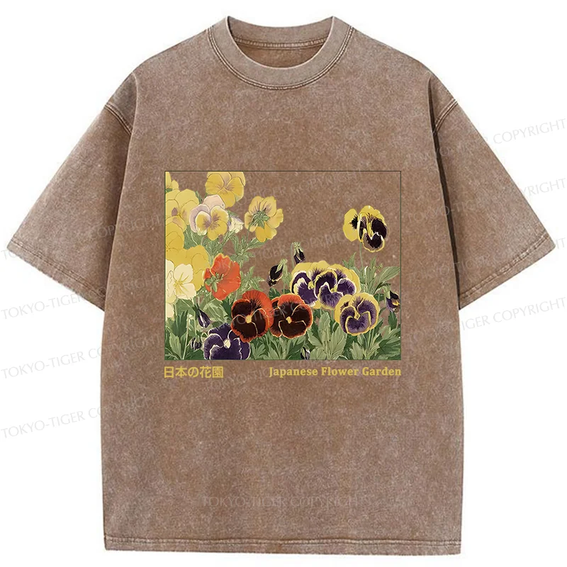 Tokyo-Tiger Beautiful Garden Washed T-Shirt