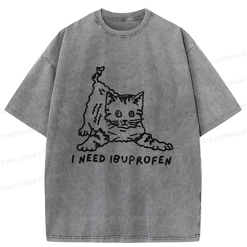 Tokyo-Tiger Cats Need Ibuprofen Washed T-Shirt Sale