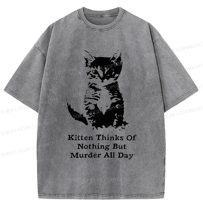 Tokyo-Tiger Cat Has A Murderous Thought Washed T-Shirt