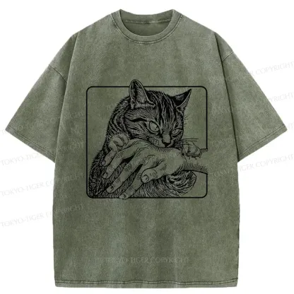 Tokyo-Tiger Vicious Cat Washed T-Shirt