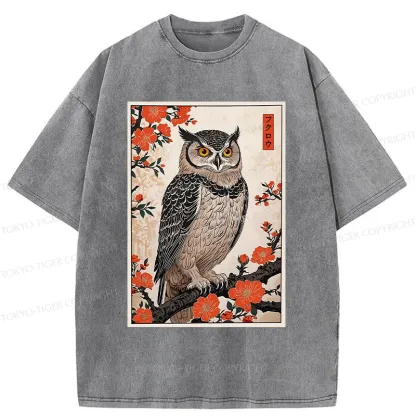 Tokyo-Tiger Vintage Japanese Owl Washed T-Shirt