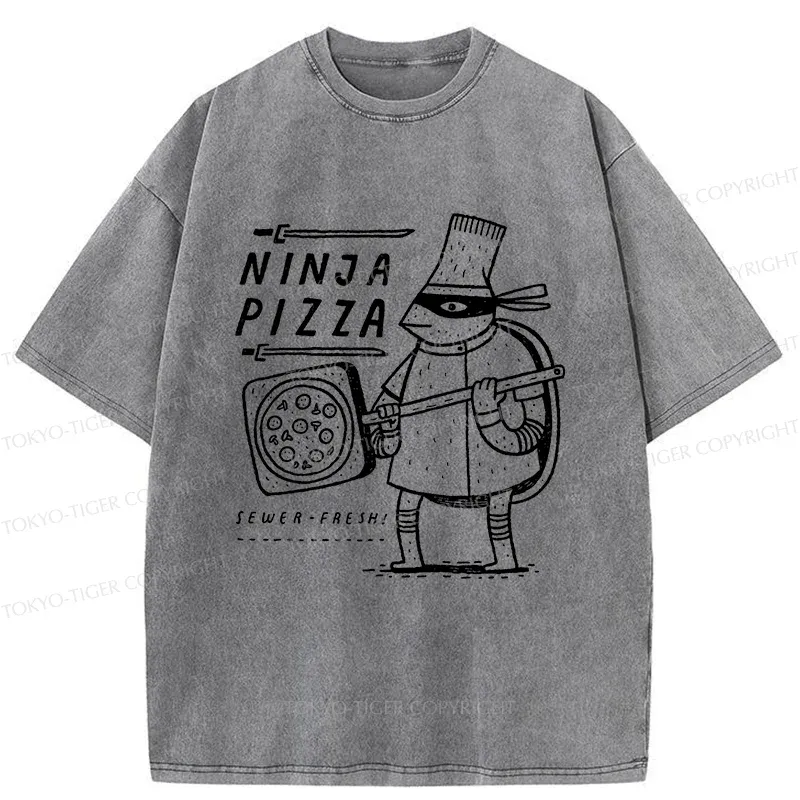 Tokyo-Tiger Turtle Pizza Washed T-Shirt