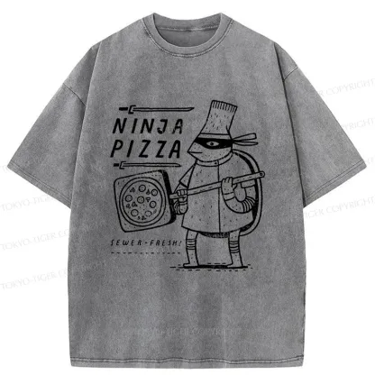 Tokyo-Tiger Turtle Pizza Washed T-Shirt