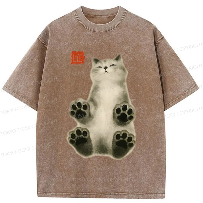 Tokyo-Tiger Fluffy Cat Washed T-Shirt