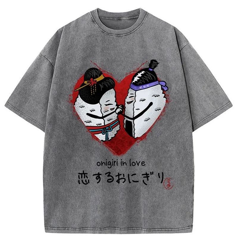 Tokyo-Tiger Onigiri In Love Washed T-Shirt