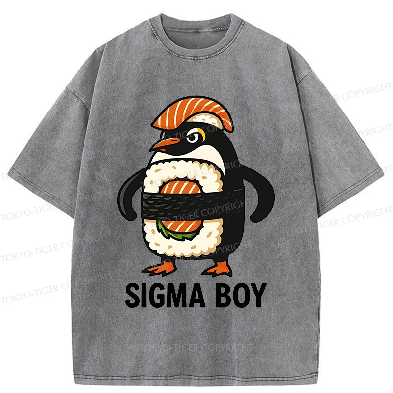 Tokyo-Tiger Sushi Penguin Washed T-Shirt