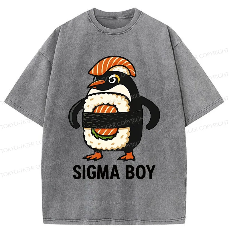 Tokyo-Tiger Sushi Penguin Washed T-Shirt