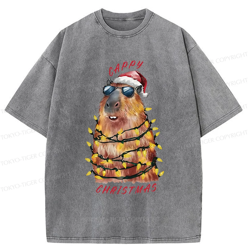 Tokyo-Tiger Merry Christmas Capybara Washed T-Shirt