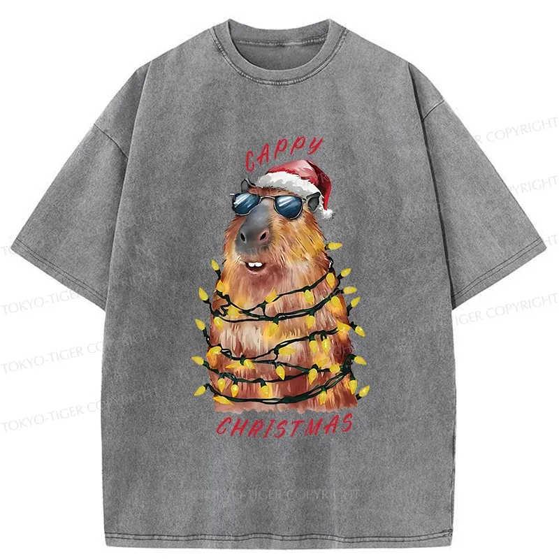 Tokyo-Tiger Merry Christmas Capybara Washed T-Shirt