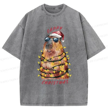 Tokyo-Tiger Merry Christmas Capybara Washed T-Shirt