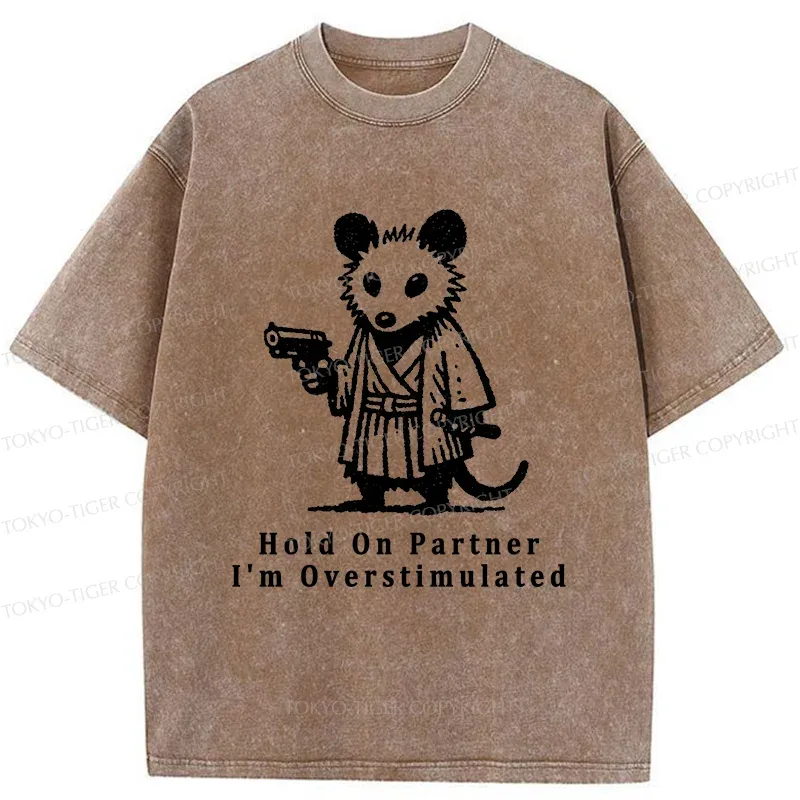 Tokyo-Tiger Funny Possum Samurai Washed T-Shirt