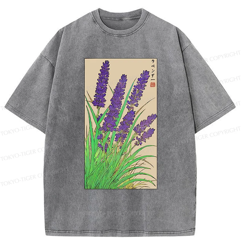 Tokyo-Tiger Japanese Lavender Washed T-Shirt