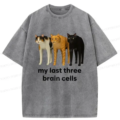 Tokyo-Tiger Brain Cells Cats Washed T-Shirt