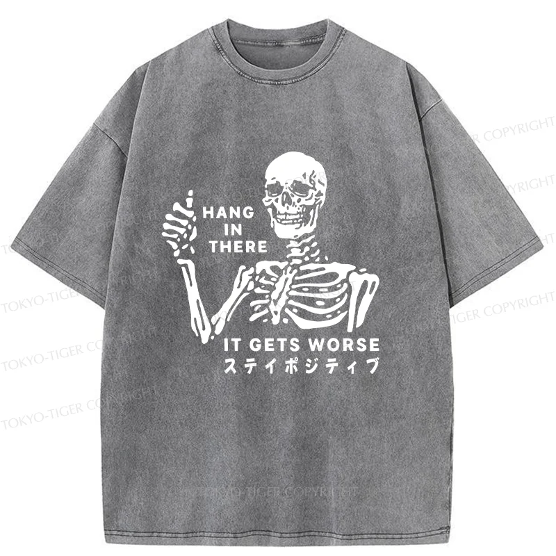 Tokyo-Tiger Taunting Skeleton Washed T-Shirt