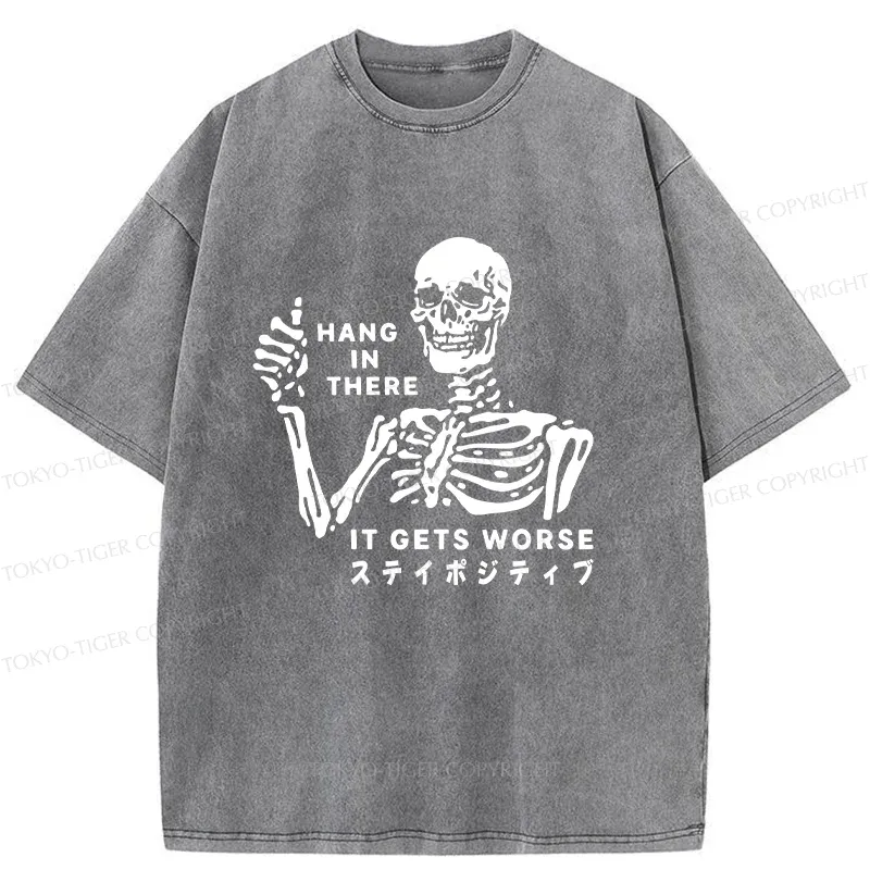 Tokyo-Tiger Taunting Skeleton Washed T-Shirt