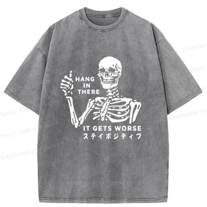 Tokyo-Tiger Taunting Skeleton Washed T-Shirt