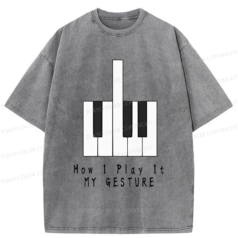 Tokyo-Tiger Piano Gesture Washed T-Shirt