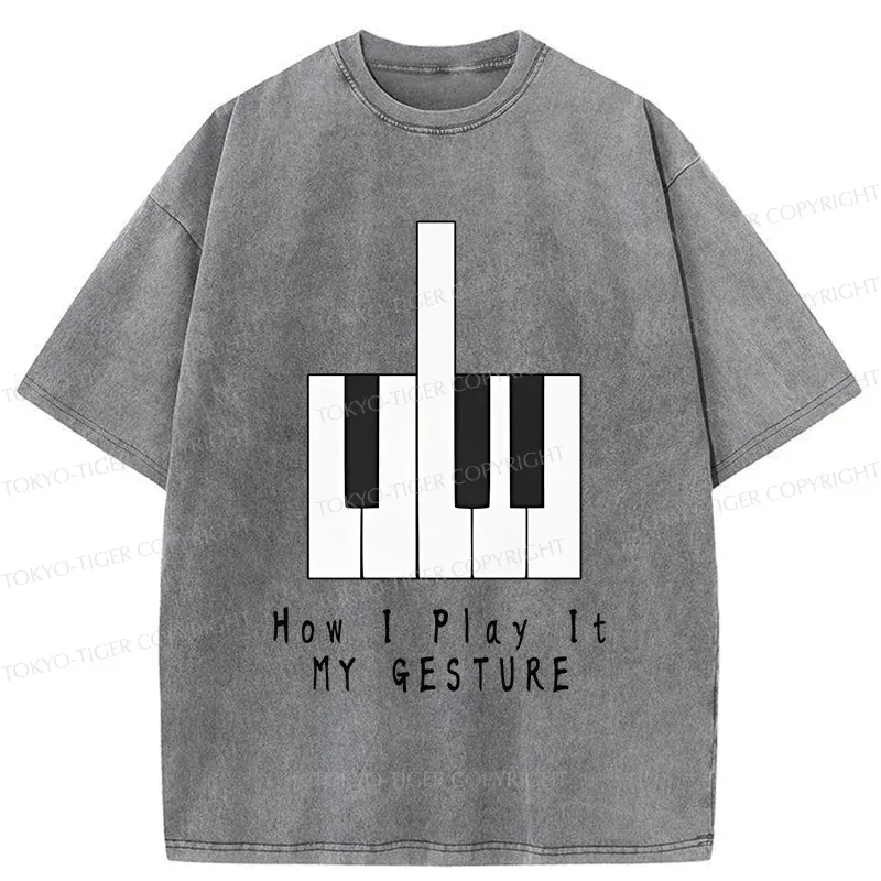 Tokyo-Tiger Piano Gesture Washed T-Shirt