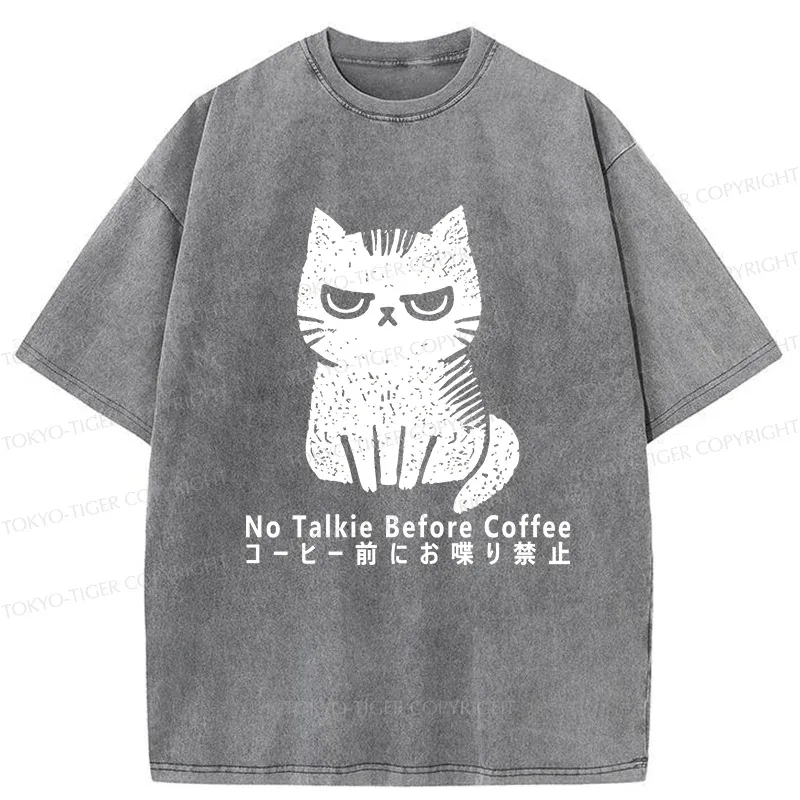 Tokyo-Tiger No Talkie Before Coffee Washed T-Shirt