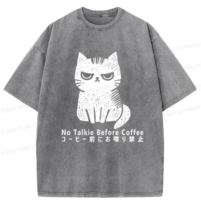 Tokyo-Tiger No Talkie Before Coffee Washed T-Shirt