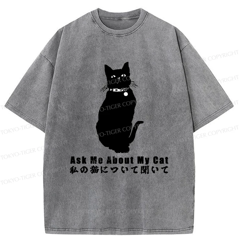 Tokyo-Tiger Tsundere Cat Washed T-Shirt