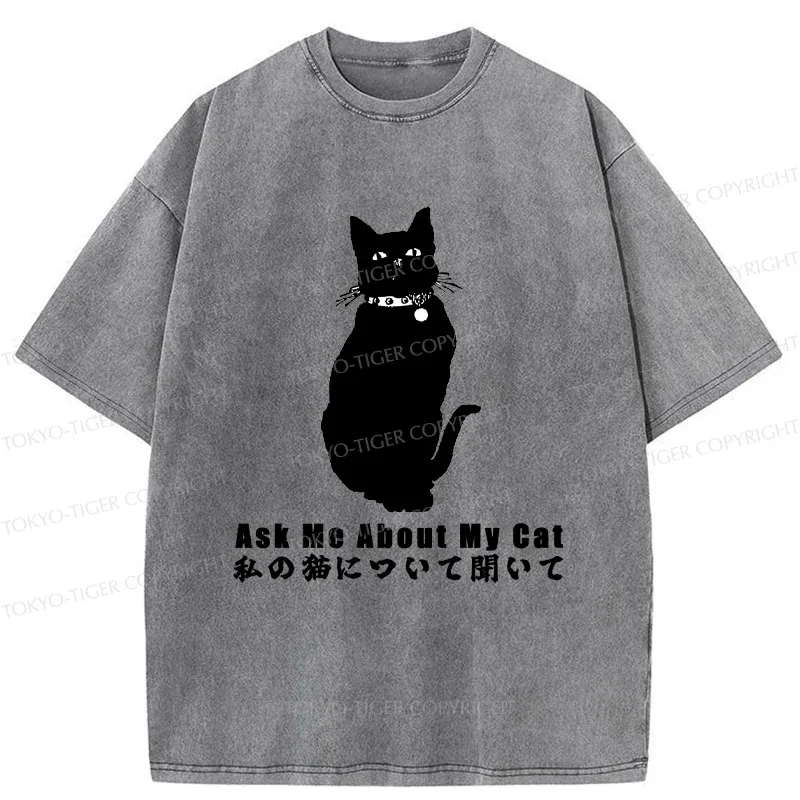 Tokyo-Tiger Tsundere Cat Washed T-Shirt