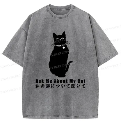 Tokyo-Tiger Tsundere Cat Washed T-Shirt