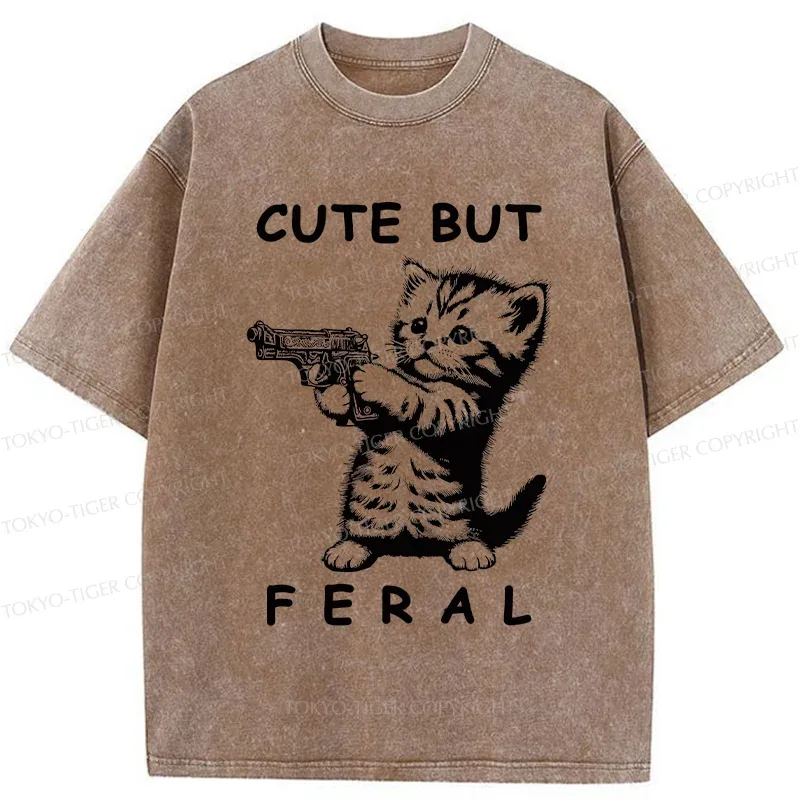 Tokyo-Tiger Ferocious Cat Washed T-Shirt