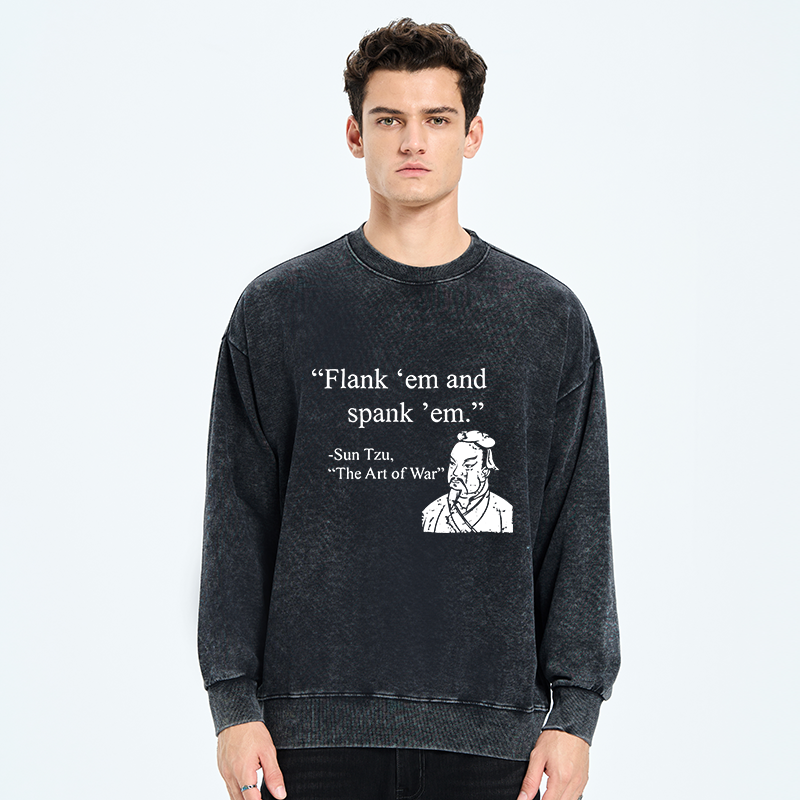 Tokyo-Tiger The Art Of War Funny Washed Sweatshirt