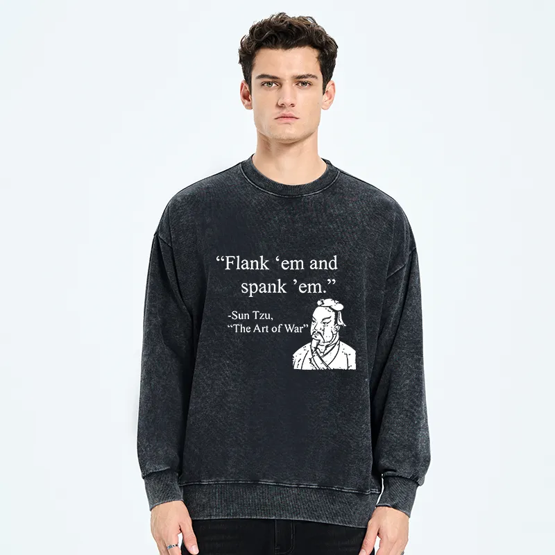 Tokyo-Tiger The Art Of War Funny Washed Sweatshirt