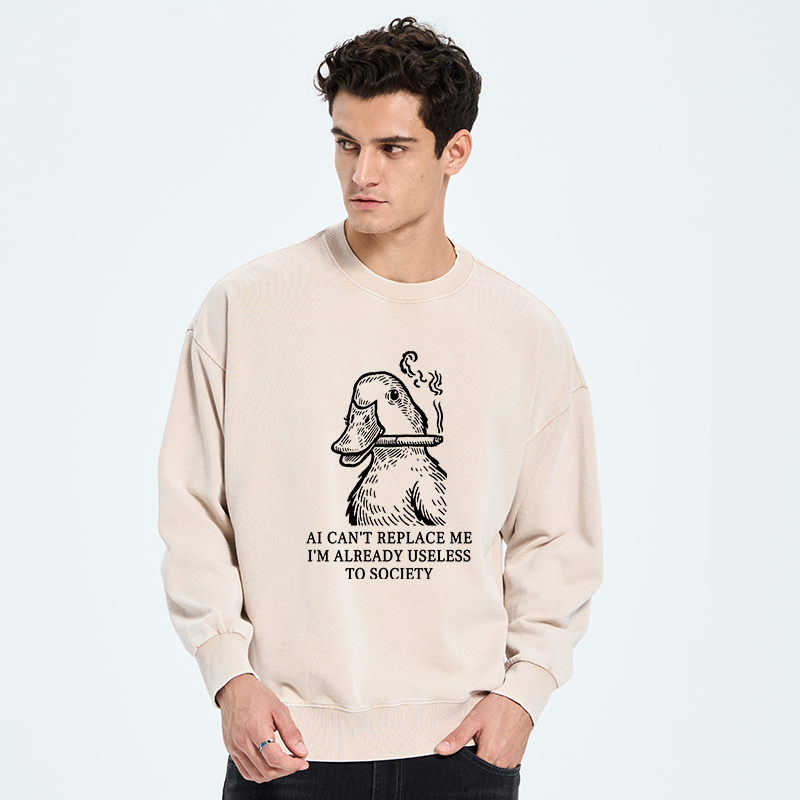 Tokyo-Tiger Smoking Duck Funny Washed Sweatshirt