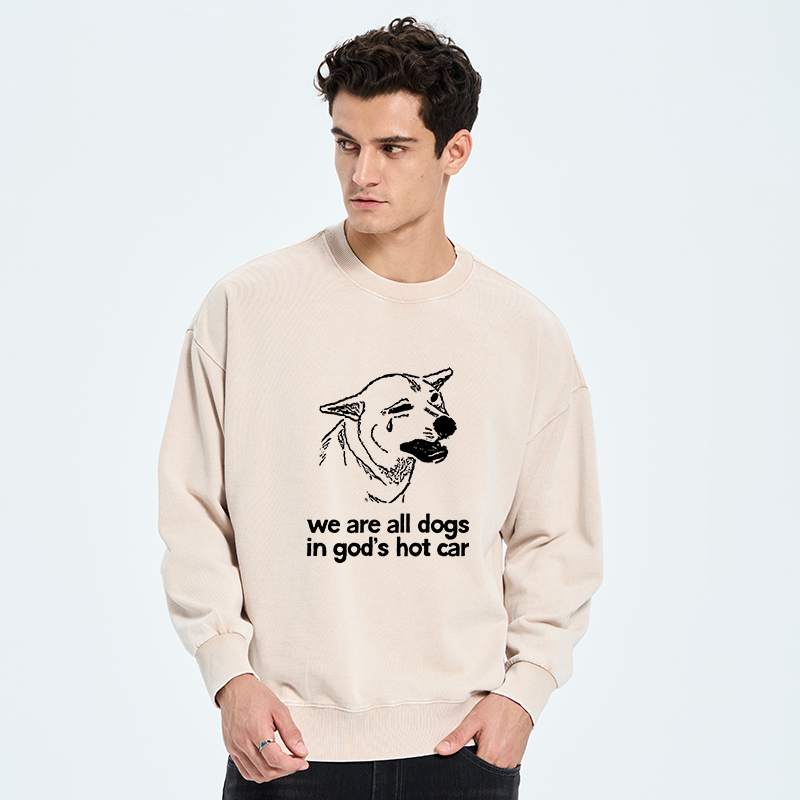Tokyo-Tiger Sad Dog Funny Washed Sweatshirt