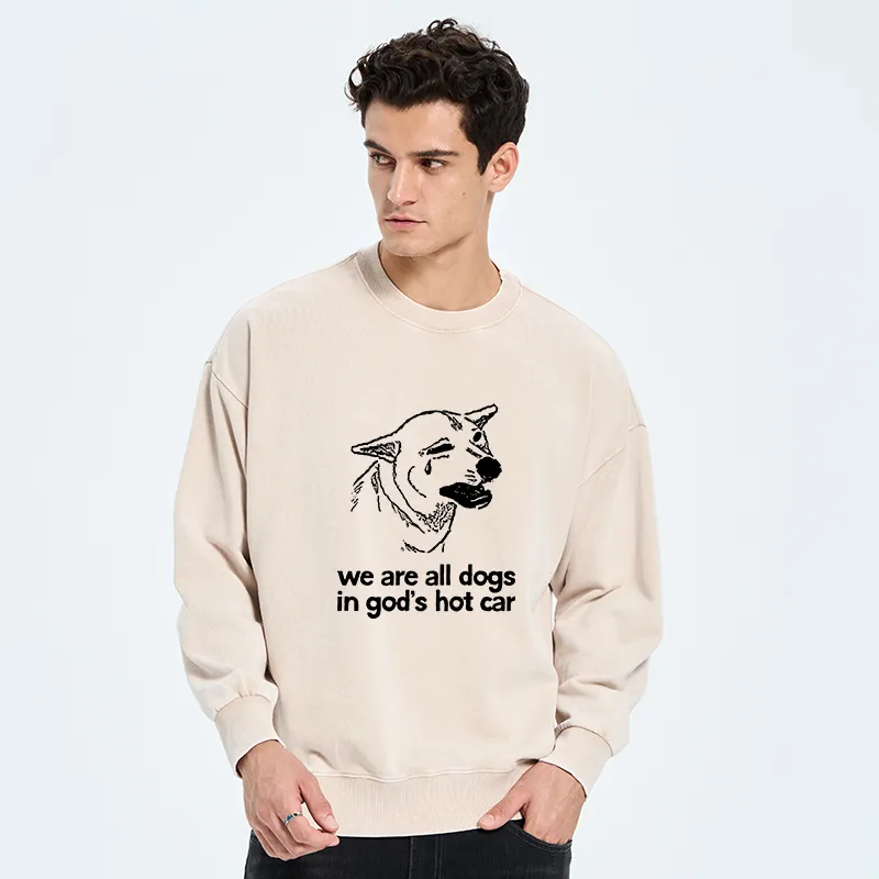 Tokyo-Tiger Sad Dog Funny Washed Sweatshirt