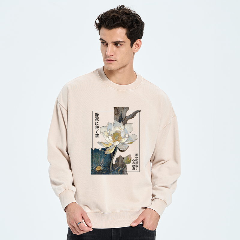 Tokyo-Tiger Blooming Lotus Japan Washed Sweatshirt