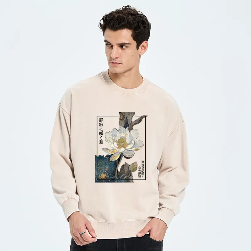 Tokyo-Tiger Blooming Lotus Japan Washed Sweatshirt