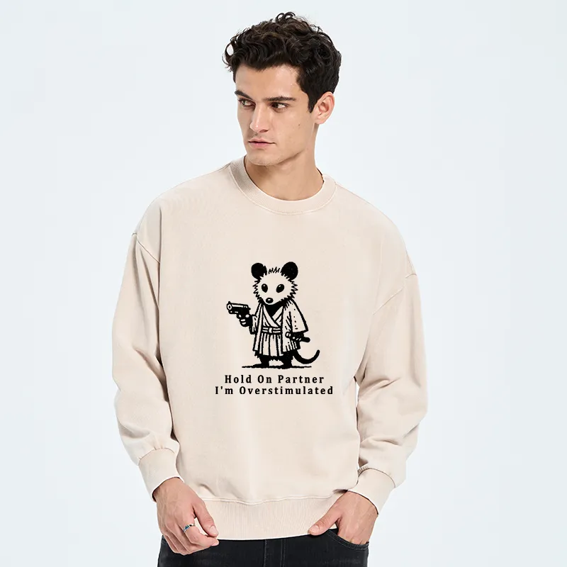 Tokyo-Tiger Funny Possum Samurai Washed Sweatshirt