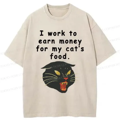 Tokyo-Tiger Working Hard For My Cat Washed T-Shirt