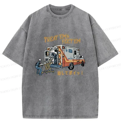 Tokyo-Tiger Ambulance Funny Washed T-Shirt