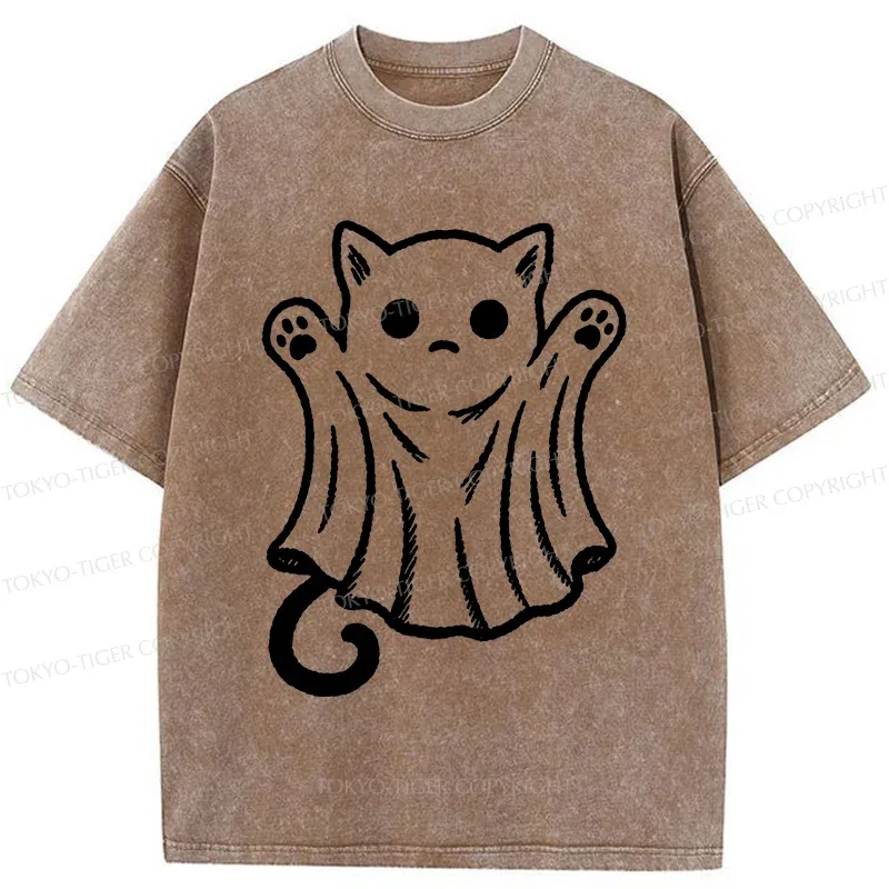 Tokyo-Tiger Cat Ghost Washed T-Shirt
