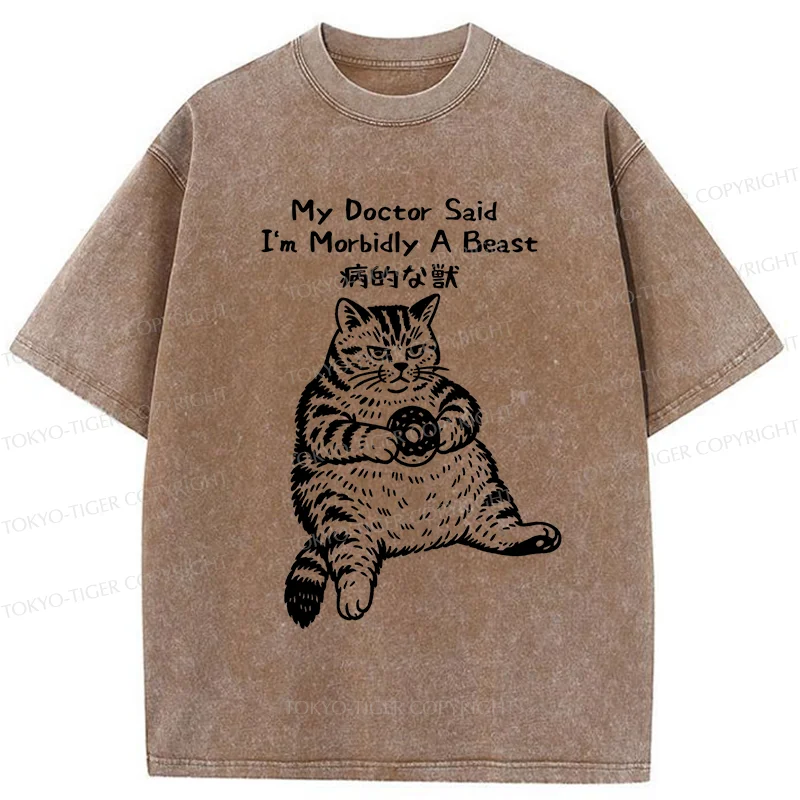 Tokyo-Tiger Lazy Fat Cat Washed T-Shirt