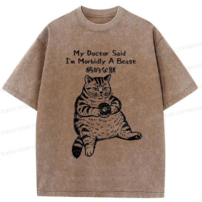 Tokyo-Tiger Lazy Fat Cat Washed T-Shirt Sale