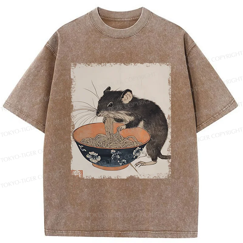 Tokyo-Tiger Mouse Steals Ramen Washed T-Shirt