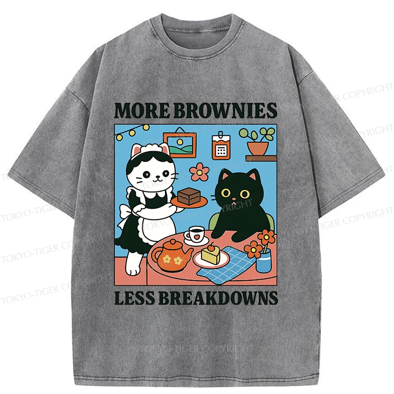 Tokyo-Tiger Cat Dessert Shop Washed T-Shirt